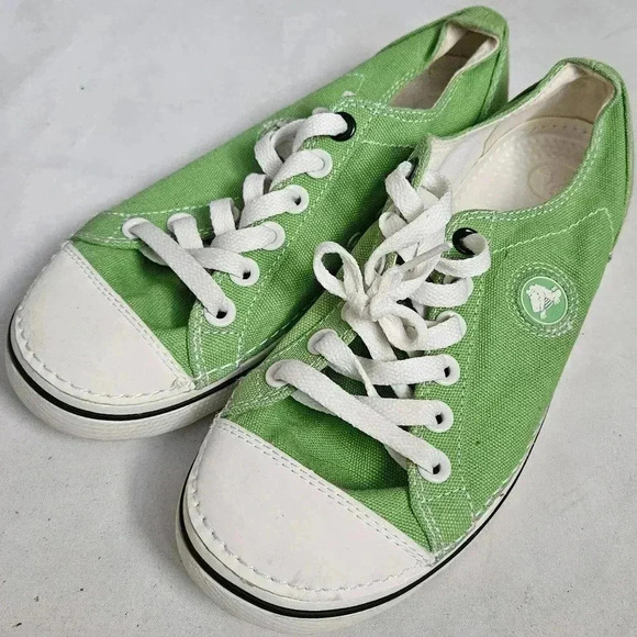 Crocs Hover Lace Up Canvas Athletic Tennis Sneaker Shoes Green Womens 7 US M - Picture 3 of 9